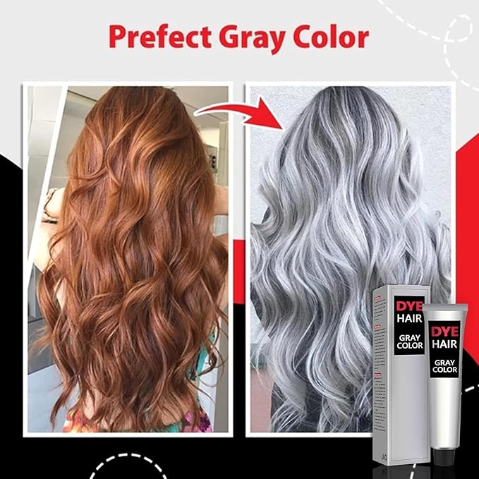 NEW Silver Gray Natural Hair Dye Cream, Unisex Silver Gray Hair Dye Cream for All Hair Types, Natural DIY Hairstyle Hair Color Girl Boy Gifts for Birthday, Party, Cosplay