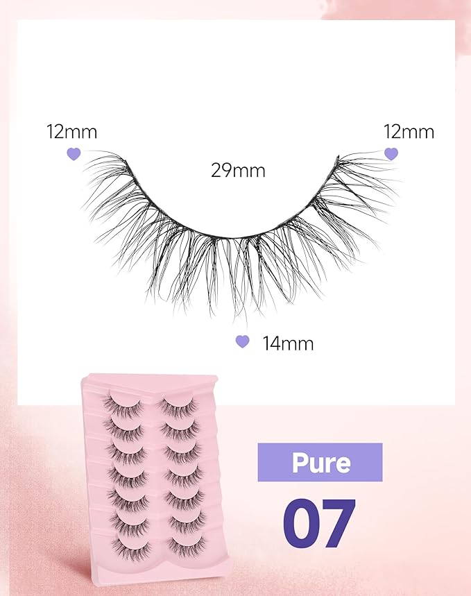 Natural Lashes Natural Eyelashes Natural Look Wispy Lashes Mink Lashes False Eyelashes Fake Eyelashes C Curl Lashes Strip Lashes Pure-07
