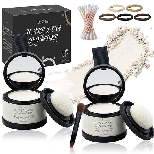 2 Pack Hairline Powder for Women and Men, Used to Root Touch Up Hair Color, Thinning and Gray Hair Coverage and Bald Spots Coverage, White
