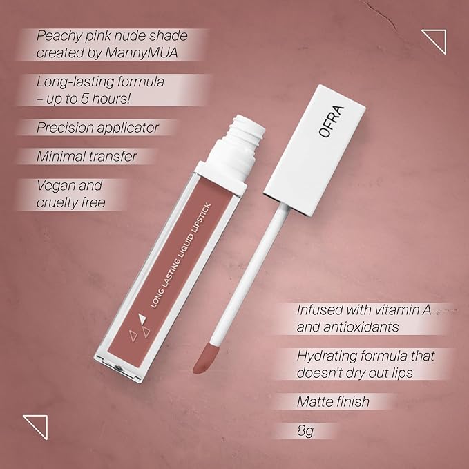 Ofra Long Lasting Liquid Lipstick - Aries | Nude Matte Lipstick with Pink Undertones | 8g