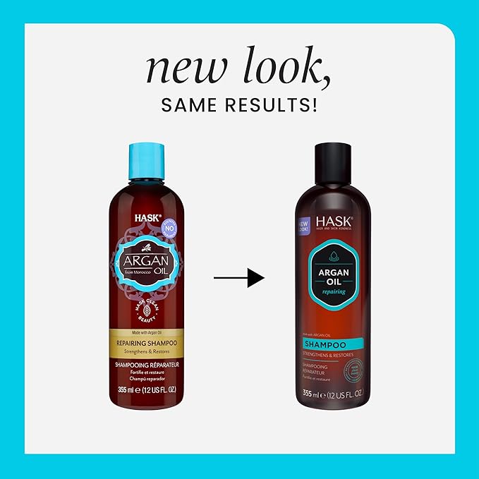 HASK Argan Oil Repairing Shampoo + Conditioner Set | Color Safe, Sulfate-Free, Paraben-Free, Gluten-Free, Cruelty-Free, For All Hair Types | 12oz each
