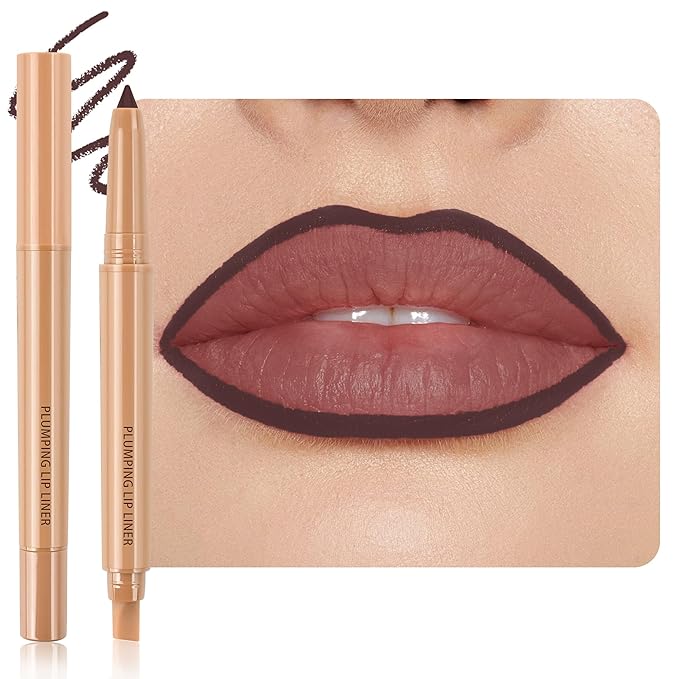 Matte Lip Liner, Plump Lipliner Pencil Crayon，Creamy Matte Finish with Silicone Smudger For Women, High-Pigment Smooth Formula for Sculpting &Contours Lip，Longwear，Lips Makeup，08#Grayish pink purple