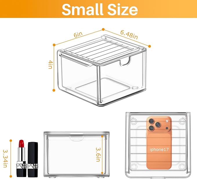 Stackable Stroage Drawers, Acrylic Makeup Organizer, Plastic Storage Bins For Vanity, Undersink, Kitchen Cabinets, Pantry, Home Organization – Clear