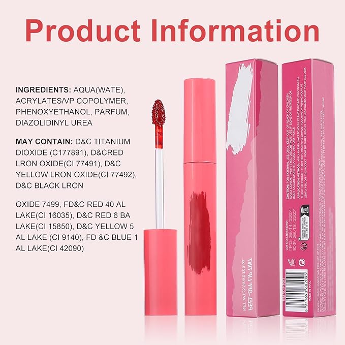 Lip Stain Peel Off - Long Wear Tattoo Lip Liner, Waterproof & Transfer-proof Peel Off Lip Stain with Matte Finish, Lip Tint For All Skin Types (Rose, 1 Count(Pack of 1))