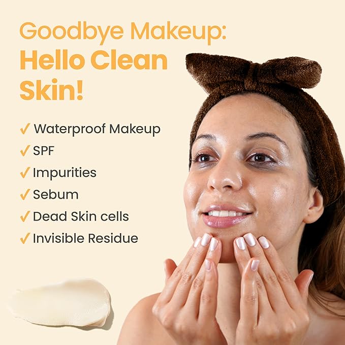 Honeyskin Honey Cleansing Balm Makeup Remover - Face and Eye Makeup Remover for Sensitive Skin Face Wash - Hydrating Facial Cleanser and Gentle to Face Makeup Melting Balm (4oz)