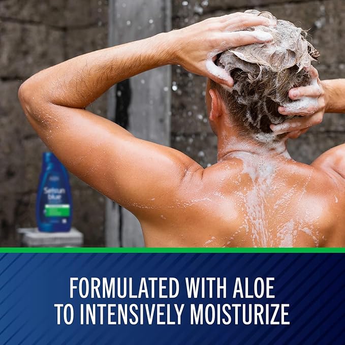 Selsun Blue Moisturizing Anti-Dandruff Shampoo with Aloe, 11 fl oz, Selenium Sulfide 1% (Pack of 3)