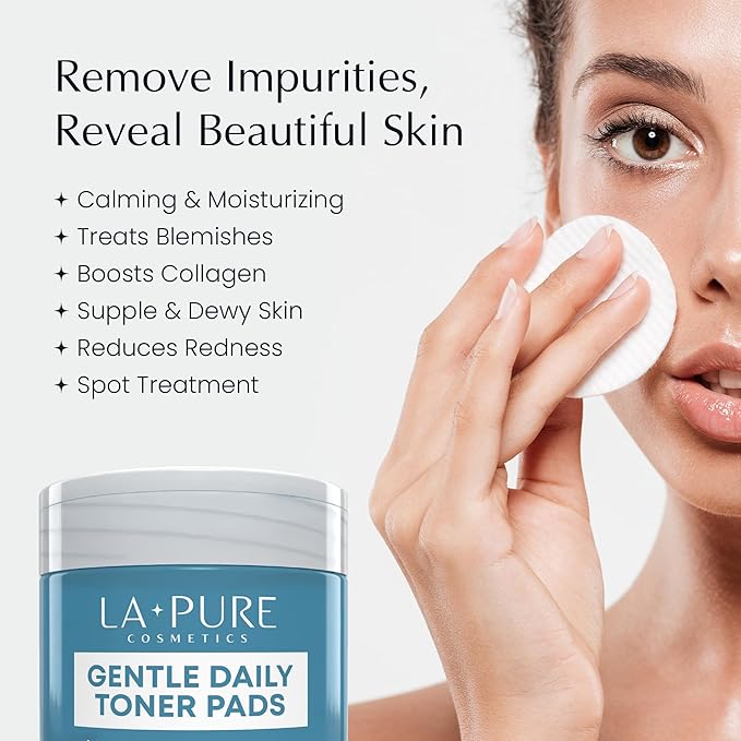 La Pure Korean Toner Pads With Witch Hazel - 100 Ct | Hydrating, Exfoliating Pads & Pore Care Korean Skincare - Gentle, Alcohol-Free, with Glycerin and Centella for Sensitive Skin by La Pure Cosmetics