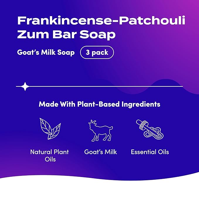 Zum Indigo Wild Goat's Milk Soap Bar - Bar Soap for Hands & Body Made with Essential Oils - 3 oz - Fresh Blends (6 Pack)