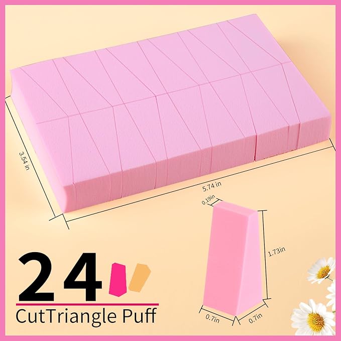 Teenitor 48 Pieces Makeup Sponge Blender For Face Curve Blending, Latex Free Small Wedge Shaped Smooth Apply Beauty Sponge Applicator For Liquid Cream Foundation Halloween Costume Festival Makeup