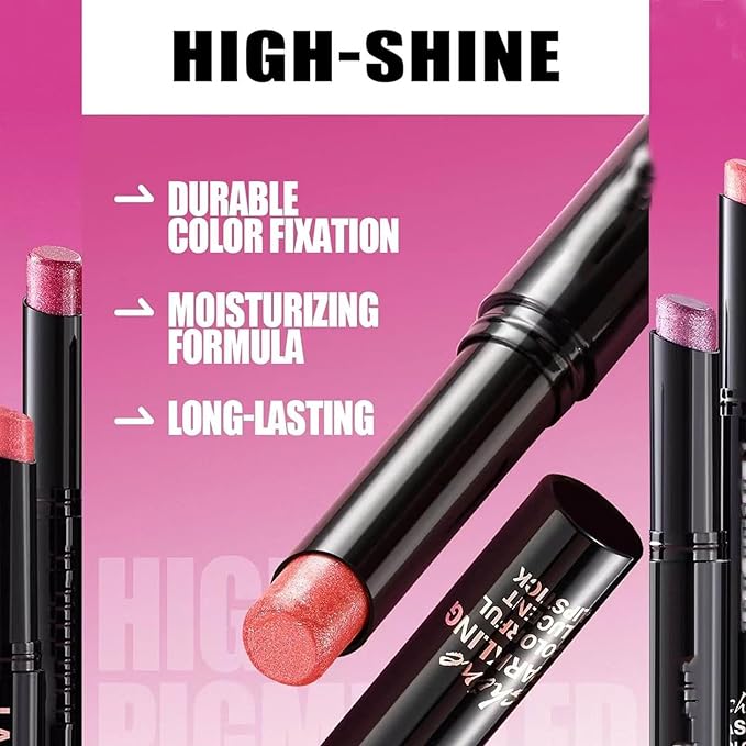 Rose Red Lipstick For Women Matte Nude Glitter Highly Pigmented Moisturizing Lip stick Hypoallergenic Waterproof Long Lasting Lipsticks Quick Makeup Lightweight Portable # 08
