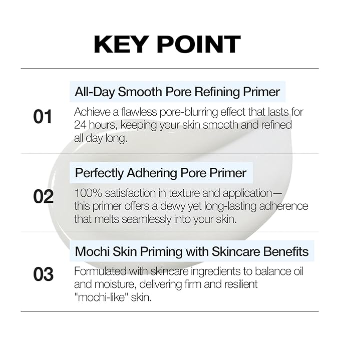 VIDIVICI Illumination Mochi Primer 1.01fl oz | Korean Makeup Primer for Flawless Skin, Pore Minimizing, Collagen-Infused, Seamless Serum Texture, Korean Skin Care