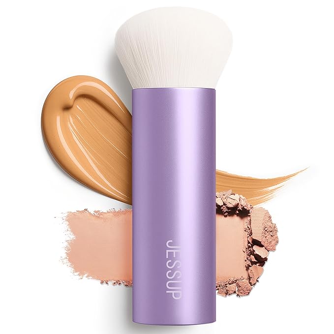 Jessup Professional Foundation Brush for Liquid, Cream and Powder, Large Dense Face Makeup Brush for Natural Flawless Finish, Luxury Purple AS004