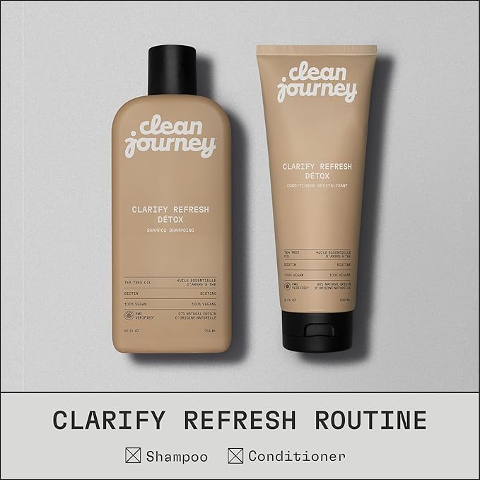 Clarify Refresh Detox Hair Conditioner, EWG Verified, Infused with Tea Tree Oil and Biotin, For Oily Hair + Buildup, Clean Ingredients, Vegan, Fresh Scent, 8 Fl Oz