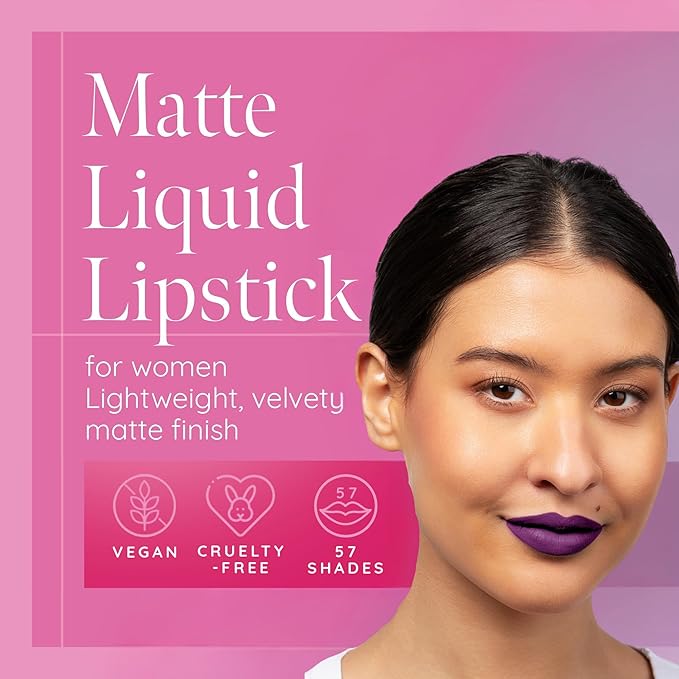 Aromi Violet Plum Liquid Lipstick, Dark Purple Lip Color, Vegan and Cruelty-free, Long-lasting and Smudge Proof Lipstick, Handmade (Vamptastic Plum)
