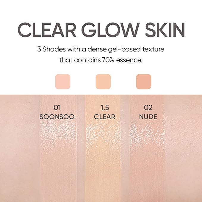 AMUSE SEOUL Dew Jelly Vegan Cushion Foundation (02 NUDE) | dewy, glow, long-lasting, double coverage, clean beauty, lightweight, natural look, foundation for sensitive skin, hydrating cushion