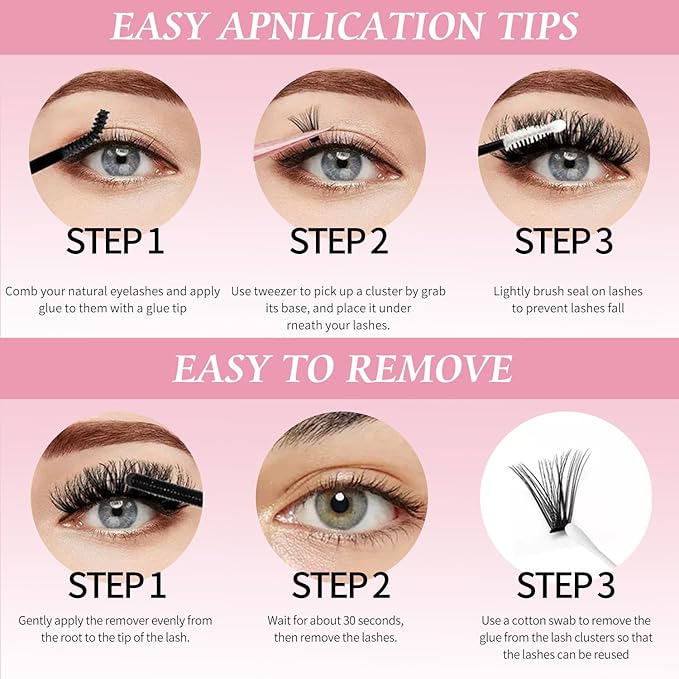 DIY Lash Clusters Kit Lash Extension Kit, 700pcs,40D&50D&60D, 9-16mm, D Curl, Natural Volume Lash Extensions Wispy Eyelash Clusters Individual Lashes Kit, 12#Black