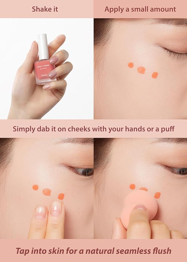 A'PIEU Juicy-Pang Water Blusher [BE01] – Fruity Liquid Blush for Cheeks, Buildable & Blendable Color, Hydrating Dewy Finish with Fruit Extract Blend & Rose Flower Water, 0.31 fl oz