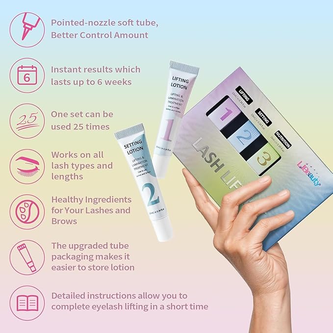 Libeauty Lash Lift Kit 10ml – Eyelash Lift Kit & Brow Lamination Kit with Lash Lift Balm, Tubular Precision Design for Easy At-Home or Salon Use