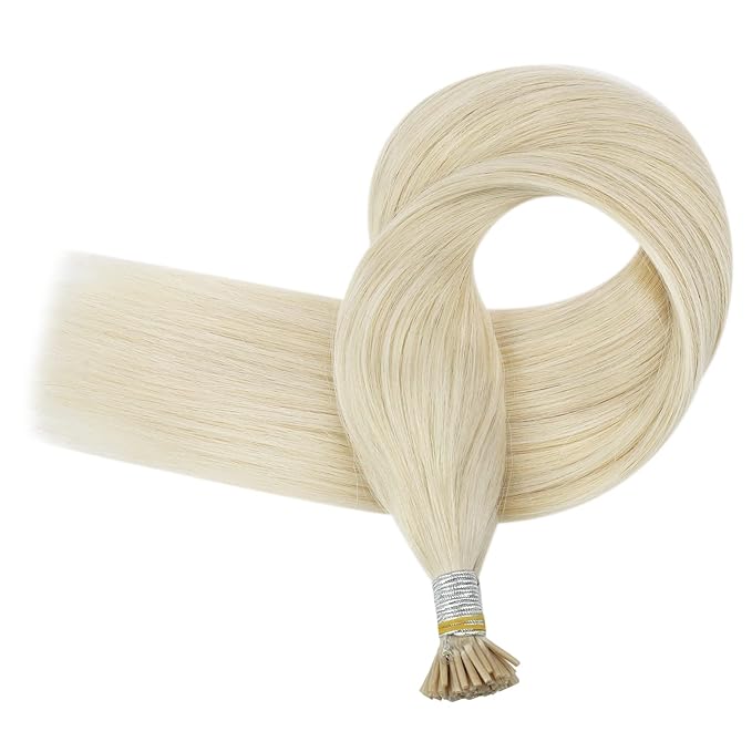 Full Shine I Tip Hair Extensions Human Hair 22 Inch Color 60 Platinum Blonde 40 Grams Stick Itip Human Hair Extension Pre Bonded Extensions Remy Hair add Length