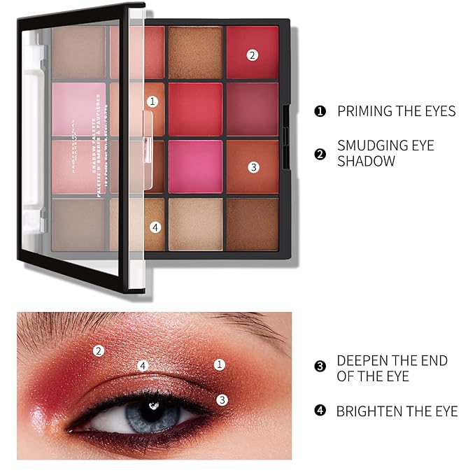 Boobeen Colorful Eyeshadow Palette Makeup-16 Colors, Matte and Glitter Eyeshadow, Bright Eyeshadow palettes, Blendable, Easy to Build Dramatic Glamour Looks (2#)