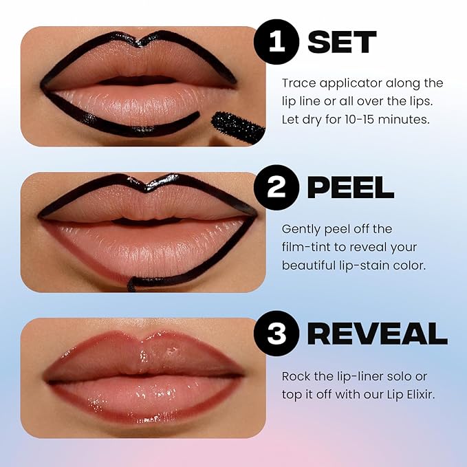 Sacheu Lip Liner STAY-N Peel Off Lip Stain — Long Lasting Matte Lip Tattoo Transfer Proof Lipstain Infused with Hyaluronic Acid & Vitamin E for All Skin Types — Vegan & Cruelty-Free, p-INKED