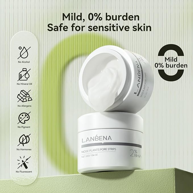 LANBENA Blackhead Mask, Nose Plants Pores Strips Blackhead Remover Mask Peel off Mask Facial Pore Cleanser Purifying Face Mask Nose Strips (1.06 Ounce) - White
