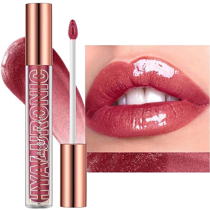 jelly Red Lip Gloss Lipstick Lip Plumper Gloss Tinted Glitter Lipgloss Teens Moisturizing Lip Balm Lip Oil High Shine And Vegan Plumping Lip Gloss For Women Girls Long-Lasting Dry Lip Care (04 #)