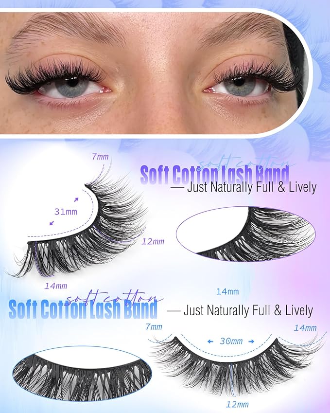 Newcally Lashes False Eyelashes Cat Eyes Wispy Natural Faux Mink Lashes 14 Pairs Pack Light Volume Short Fake Eye Lashes Multipack
