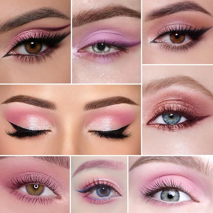 Pink Shimmer Eye Shadow Makeup Palette 9 Colors, Highly Pigmented Matte Glitter Shimmer Pearl Waterproof Party Sparkling Eyeshadow Palette for girl (9 Colors pinks)