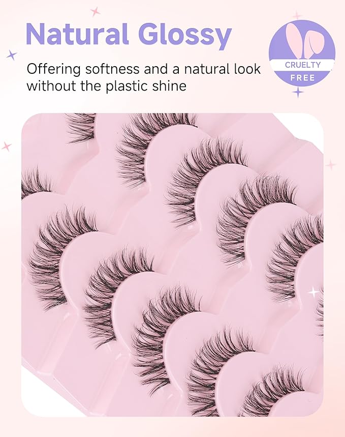 Wispy Lashes Natural False Lashes Natural Eyelashes Fake Eyelashes False Eyelashes Strip Lashes Wispy Eyelashes Clear Band Lashes Light-07