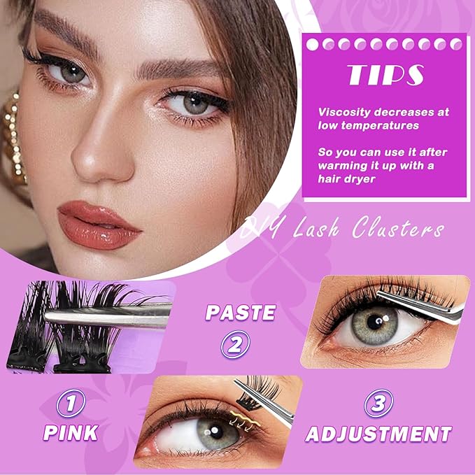 80pcs Self Adhesive Eyelashes Clusters 10-16mm-Fluffy Natural Press On Lashes Self Adhesive Lashes Clusters Lashes No Glue No Remover Clusters Kit with Tweezers