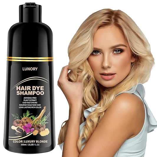 Light Blonde Hair Dye Shampoo for Gray Coverage - 3 IN 1 Hair Color Shampoo with Argan Oil & Ginseng, Ammonia & Paraben Free, Long Lasting Semi-Permanent Natural Color for Women & Men (500ml)