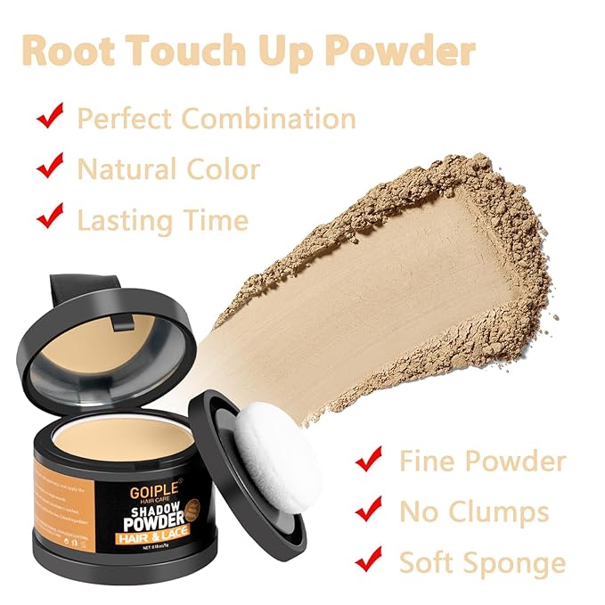Root Cover Up Powder Hairline Powder for Women Root Touch Up Hair Color for Bald Spots, Eyebrows, Beard Line, Light-Blonde Hair Fibers for Thinning Hair Shadow Cover Up 2 Pack (Light Brown)