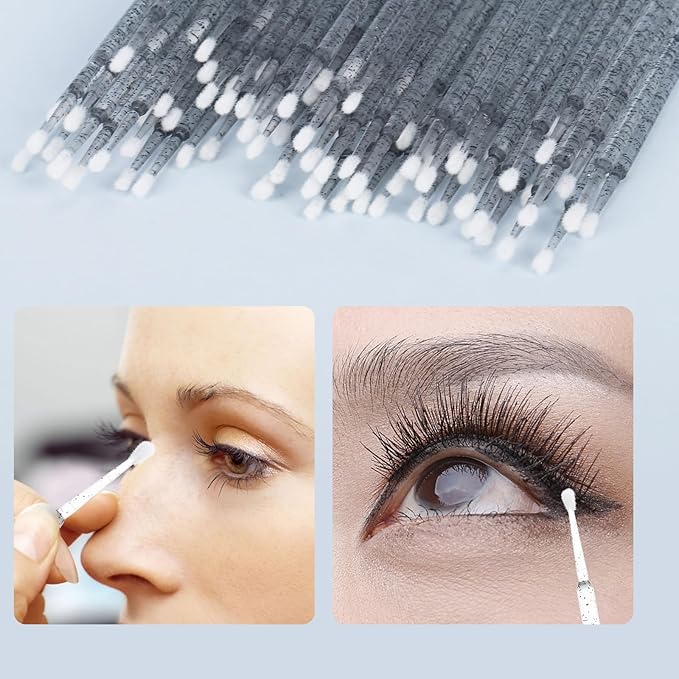 Tbestmax 500 Pcs Micro Applicator Brush, Micro Swabs, Disposable Eye Lashes Mascara Wands for Eyelash Extension - Crystal Black
