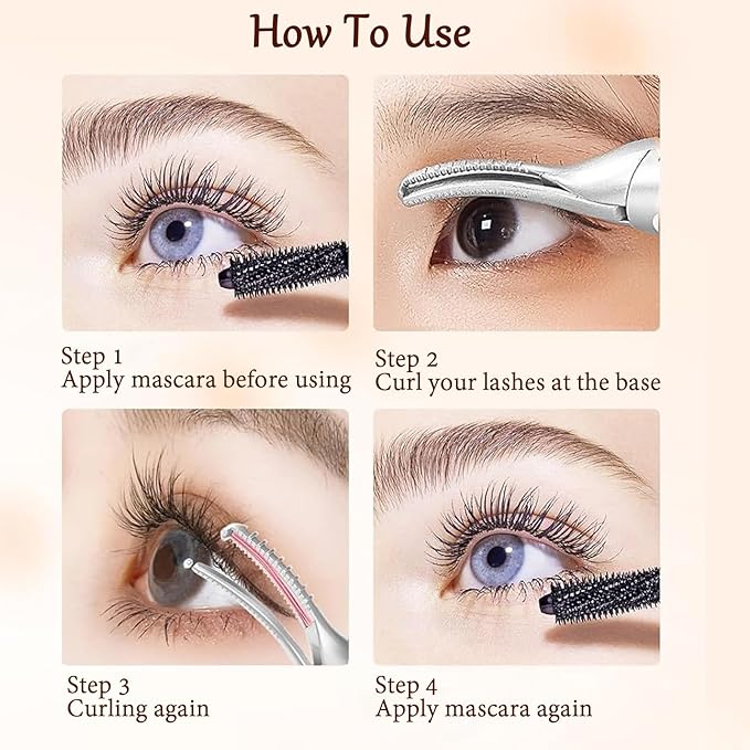 2 in 1 Heated Eyelash Curlers and Eyebrow Trimmer for Women, Electric Eyelash Curler with 2 Temperature Modes Anti-Burn USB Rechargeable Heated Eyelash Curler, Ideal Gift for Women (Black)