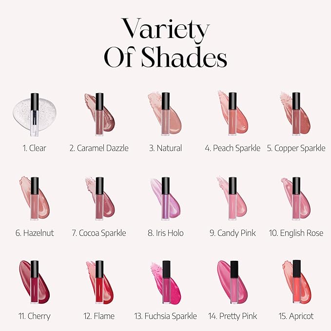 Radiant Professional Lip Glaze (15 Shades) - Ultra-Glossy, Non-Sticky & Long-Lasting Lip Gloss for Women - High Shine Hydration - Vegan & Moisturizing for Soft, Nourished Lips - (15 APRICOT)