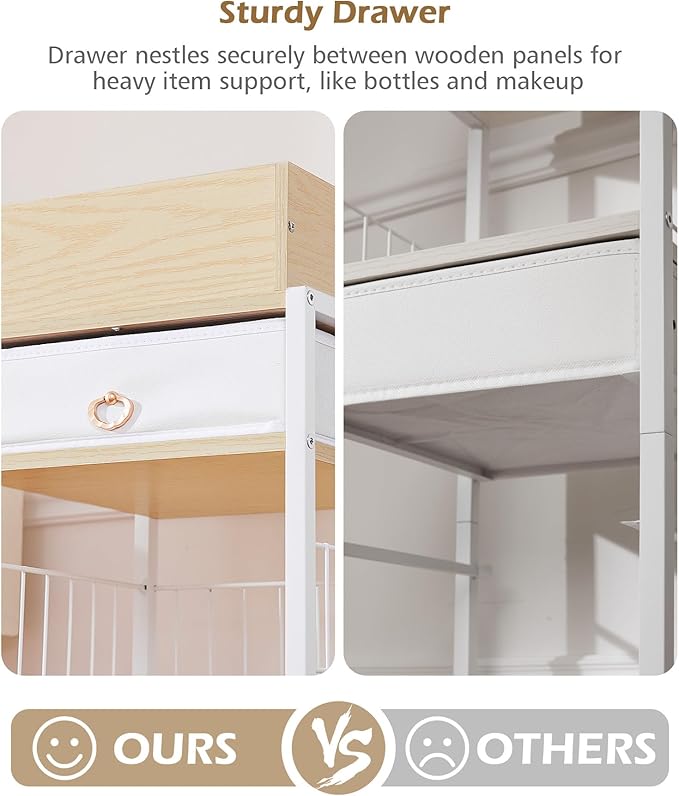 Makeup Storage Organizer for Bedroom: Make Up Holder with Drawer - Vanity Organization for Skincare Cosmetic Brush Beauty Accessories