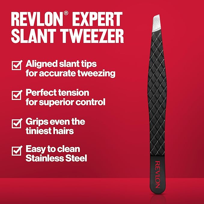 Revlon Eyebrow Tweezer, Stainless Steel | Pack of 2 | For Men & Women