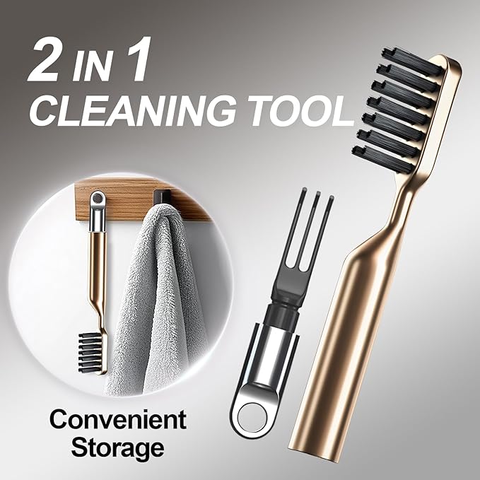 Hair Brush Comb Cleaning Tool Comb,2-in-1 Hair Brush Cleaner Tool, Portable Remover Rake for Removing Hair Dust, Home and Salon Use(Gold)