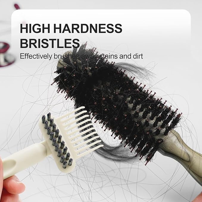 Hair Brush Comb Cleaning Tool Comb,2-in-1 Hair Brush Cleaner Tool, Portable Remover Rake for Removing Hair Dust, Home and Salon Use (White)