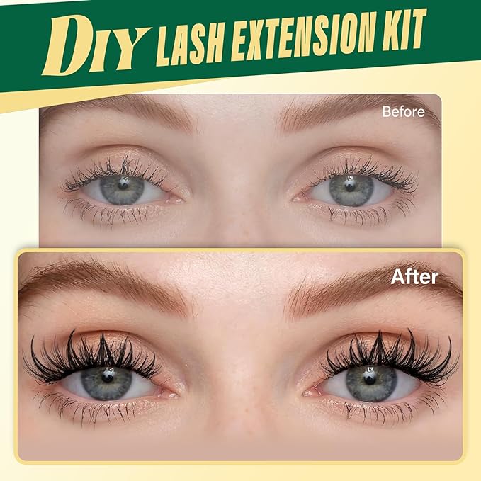 KEYYOULASH Lash Clusters Kit 120pcs 8-18MIX Lash Clusters Spiky Manga Lash Extension Kit with Lash Bond and Seal,Remover,Applicators for DIY Anime Eyelash Extension Kit at Home (KY07 Kit)