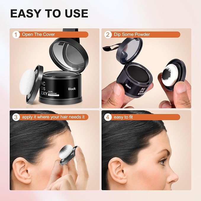 Root Touch Up Powder, Hairline Shadow Concealer for Women's Eyebrows and Men's Beard Lines, Covers Bald Spots (Medium Brown)