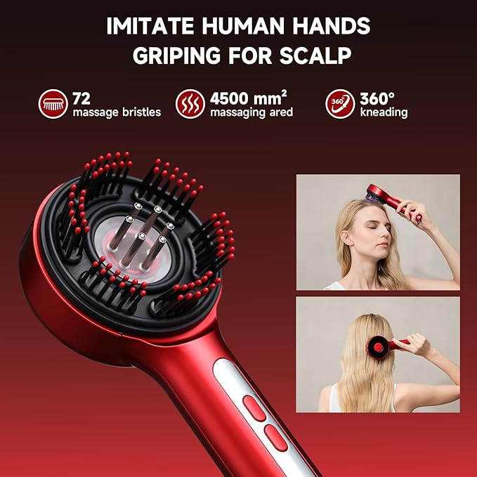3-in-1 Electric Scalp Massage Comb, Hair Oil Applicator, Five-Level Head Scratching, Soothing and Relaxing to Prevent Hair Loss, Portable Home Massage Comb for Men and Women, Ipx7 Waterproof