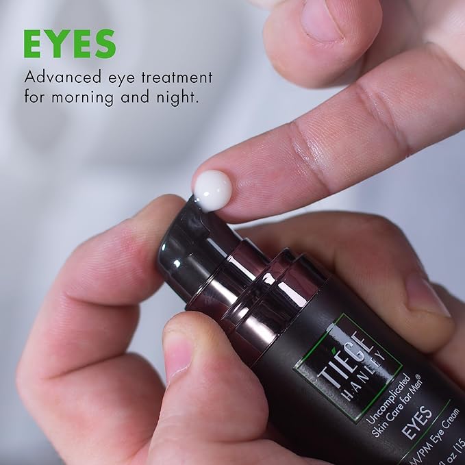 Tiege Hanley Eye Cream for Men, Morning and Night Under Eye Cream With Hyaluronic Acid and Vitamin B3, Helps Reduce the Look of Dark Circles and Puffiness, Anti Aging Men’s Skin Care, 0.5 Oz