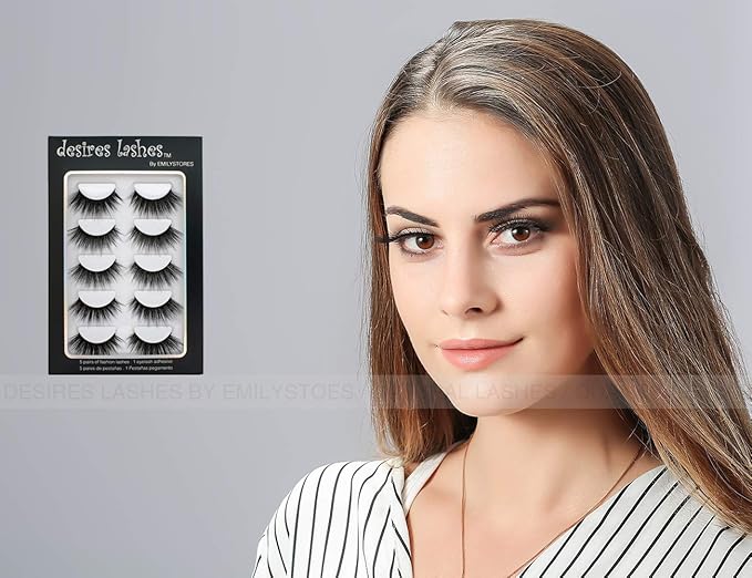 Natural Eyelashes 3D Faux-Mink Lashes Multipack 5Pairs, Sensual