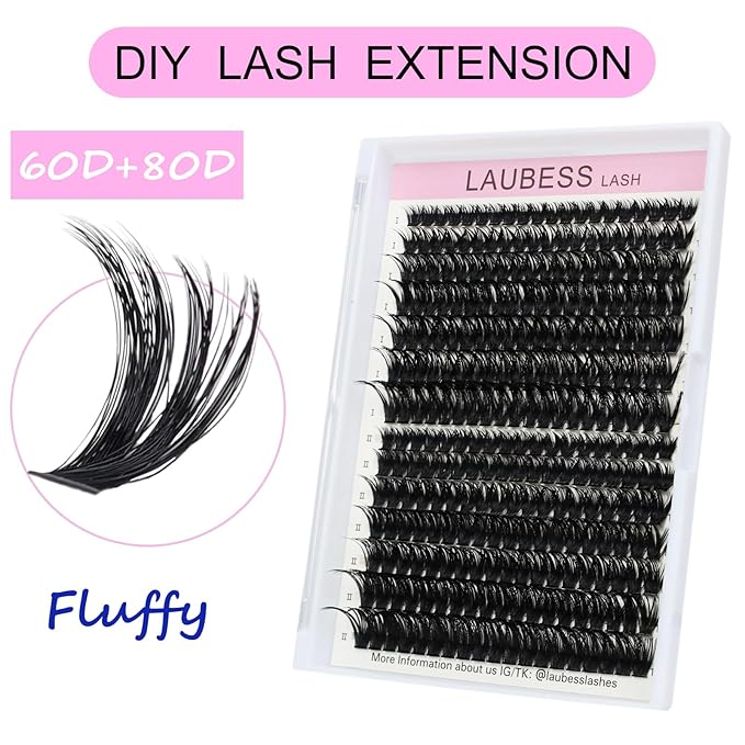 Eyelash Clusters LAUBESS Lash Clusters Individual Lashes Cluster Eyelash Extensions DIY at Home Waterproof Cluster Lashes (60D/80D-0.07D-8-18)