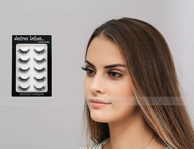 Natural Eyelashes 3D Faux-Mink Lashes Multipack 5Pairs, Natural