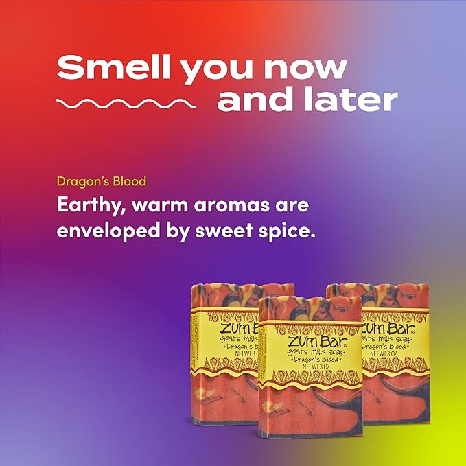 Zum Indigo Wild Goat's Milk Soap Bar - Bar Soap for Hands & Body Made with Essential Oils - 3 oz - Dragon's Blood (3 Pack)