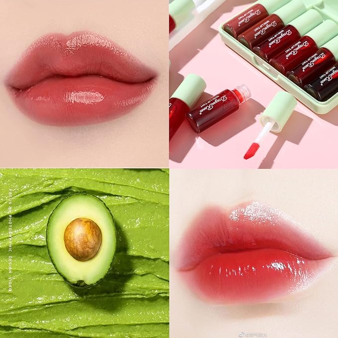 Miniling 6-Color Korean Lip Tint Set - Watery, Velvet Matte Lipsticks for Lips and Cheeks - Long-Lasting, Non-Stick, Shimmery