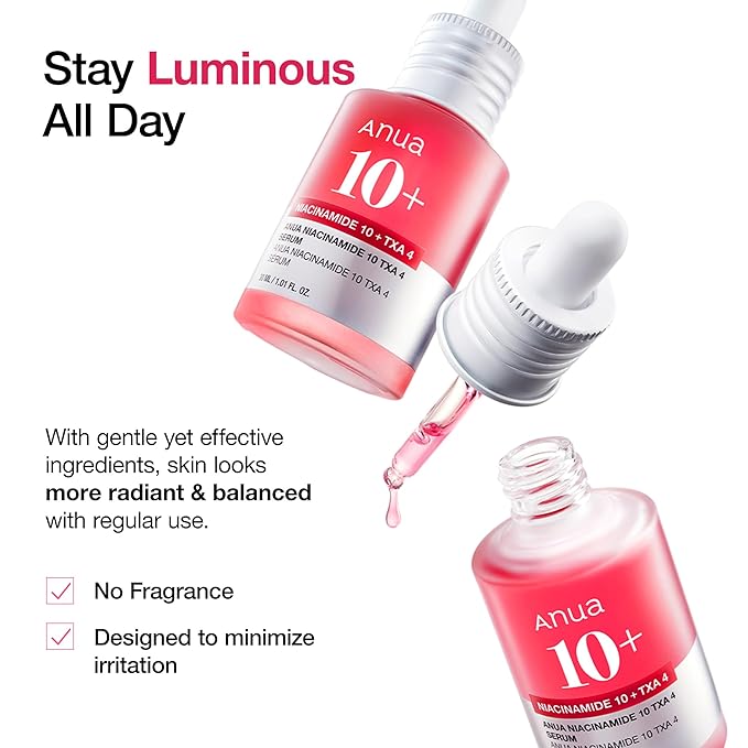ANUA Niacinamide 10 + TXA 4 Serum, Hyaluronic Acid, Tranexamic acid, Facial Serum For GlassSkin, Cardi B’s Pick, Glow Back Serum, Dark Spot Care, Postnatal Skincare, Korean Skincare (30ml/1.01 fl.oz)